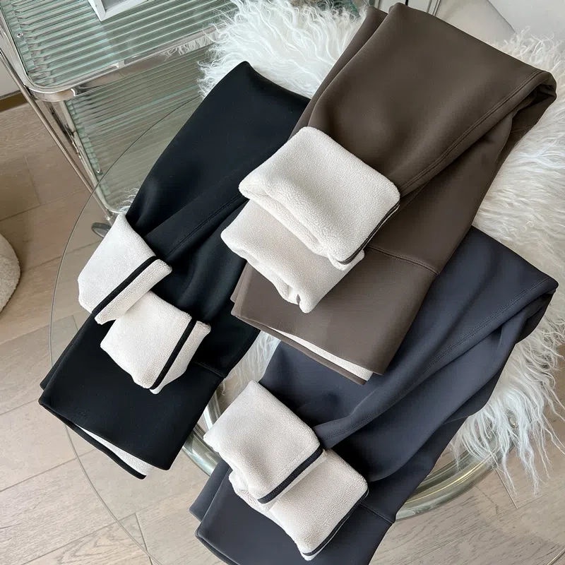 Quần Dài Thể Thao Bằng Lông Cừu Lót Lông Cừu Che Bụng Nâng Hông Thời Trang Thu Đông Cho Nữ