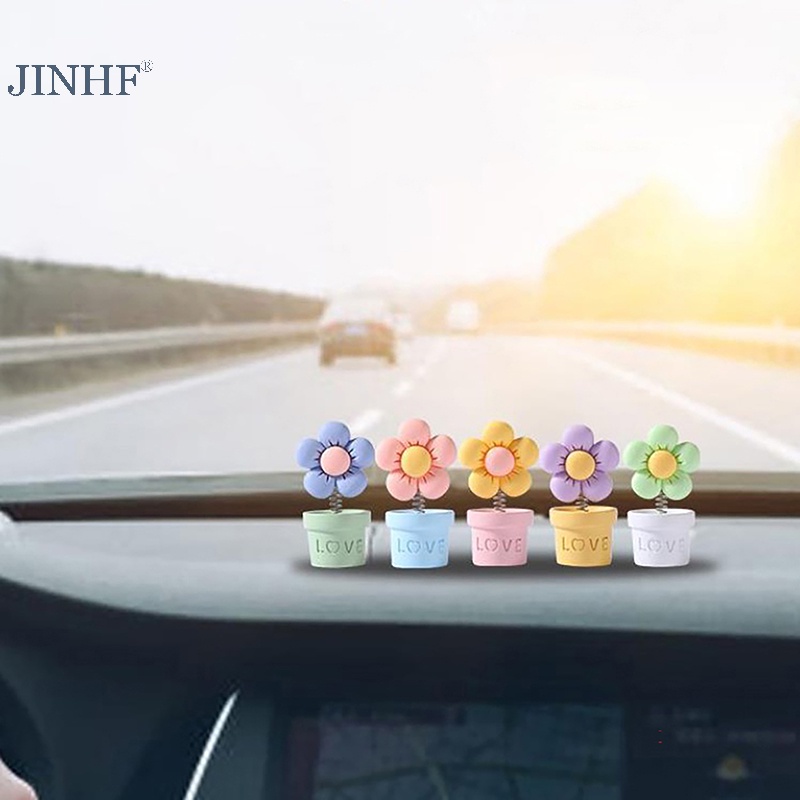 Phụ Kiện Hoa Hướng Dương Lắc Đầu Dễ Thương Trang Trí Nội Thất Xe Hơi