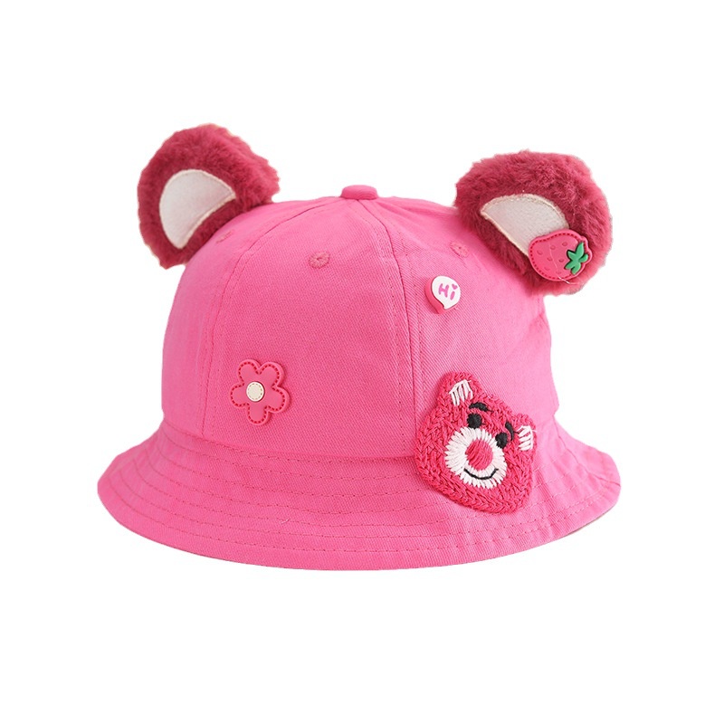 Sq2 Nón Tai Bèo Chống Nắng / Gió Hình Gấu / Dâu Tây Màu Hồng Dễ Thương Cho Nữ