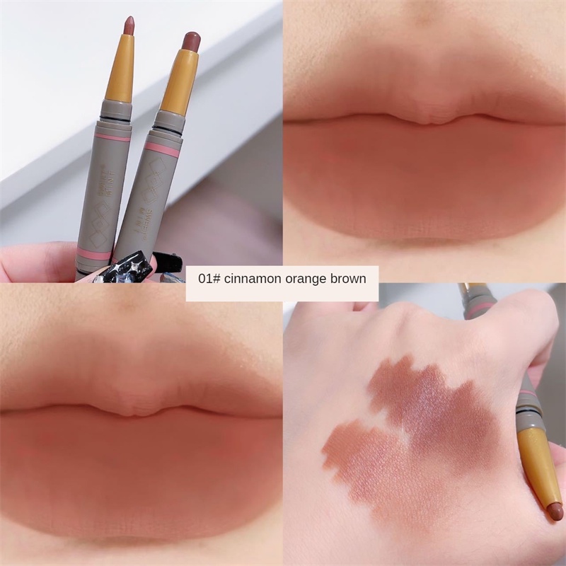 Trang điểm mặt Lip Shadow Pencil 2 trong 1 Kẻ viền môi Trang điểm môi Kẻ viền môi hai đầu Kẻ viền môi hai đầu Vẻ đẹp và sức khỏe Bút kẻ môi không thấm nước Kết cấu mờ