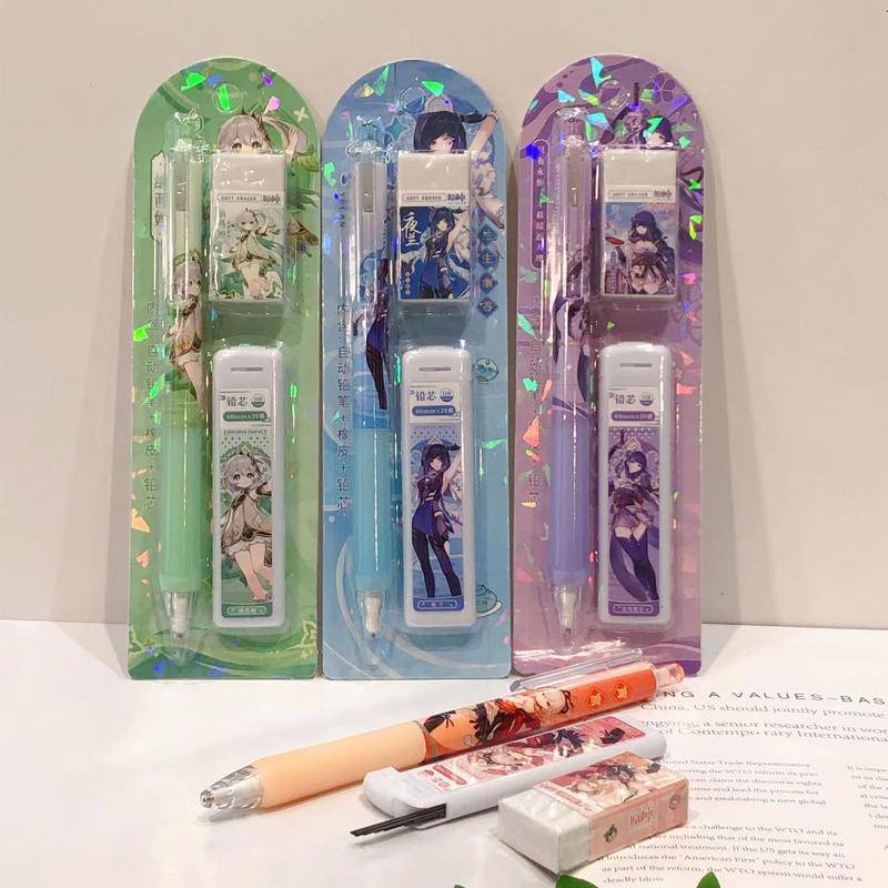 Cục Tẩy Bút Chì Tự Động 0.5mm Bằng Nhựa Họa Tiết Hoạt Hình 2023 game genshin shogun nahida yelan yoimiya