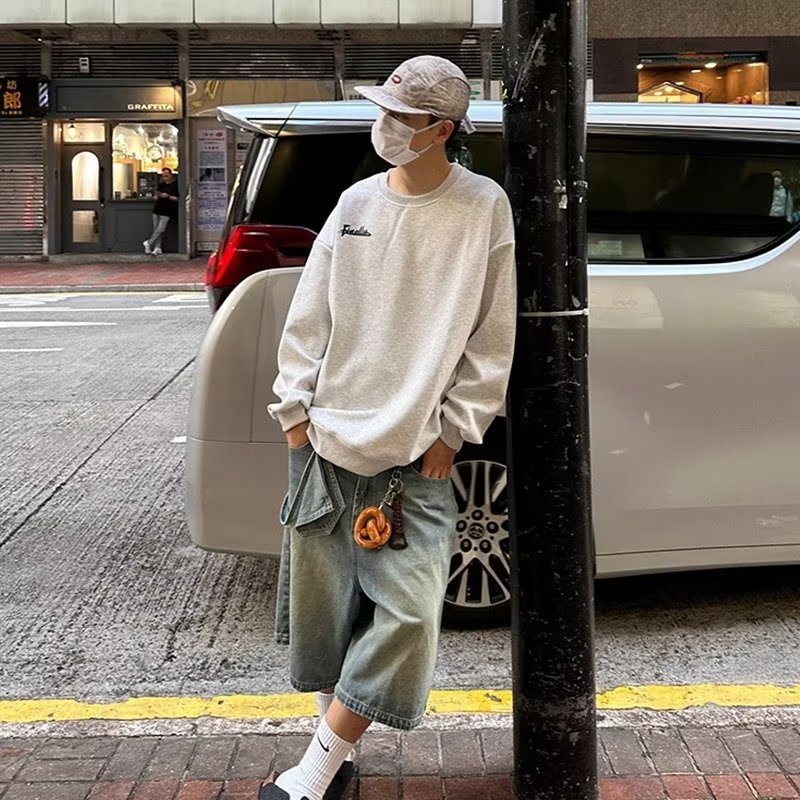 Áo Nỉ Cổ Tròn Dáng Rộng In Hình Sau Lưng Phong Cách Đường Phố Mỹ Thời Trang Mùa Thu 2023 Dành Cho Nam Nữ