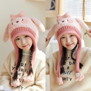 Mũ Trùm Đầu Dày Dặn Giữ Ấm Bảo Vệ Tai Họa Tiết Hoạt Hình Phong Cách Hàn Quốc Thời Trang Thu Đông Cho Bé Trai Và Gái