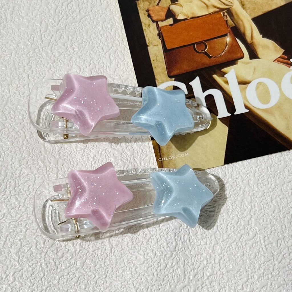 Set Kẹp Tóc mái Ngôi Sao Đính Kim Cương Phong Cách Cao Cấp Linh Hoạt Phụ Kiện Tóc