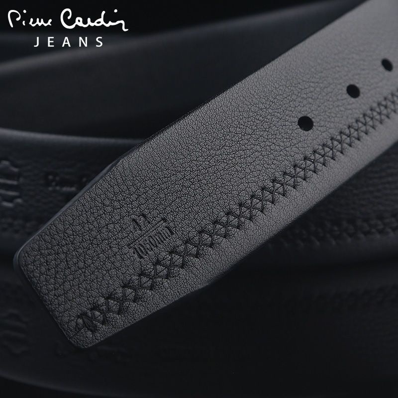 Thắt lưng nam / dây nịt nam da thật Pierre Cardin J2A826Z-981239A chính hãng vân chìm kẻ ngang khoá tự động sang trọng