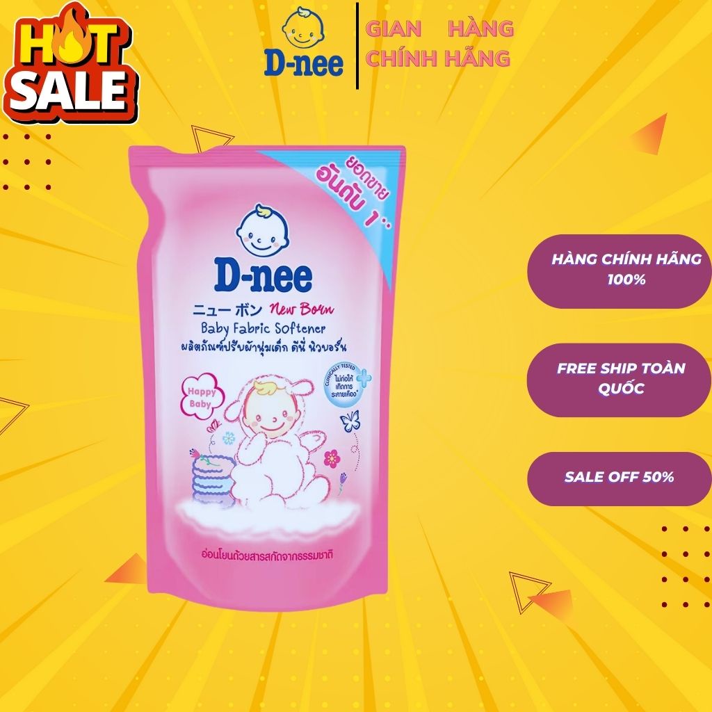 ComBo 3 Túi Nước Xả Làm Mềm Vải Cho Bé Dnee New Born 550ml