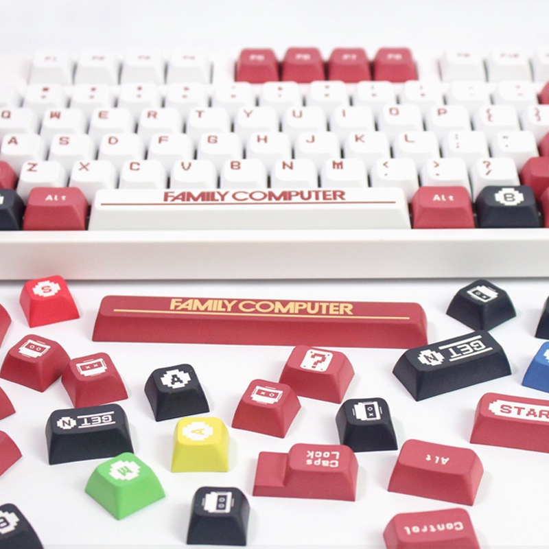 FC keycaps pixel màu đỏ và trắng, XDA9.5mm, bàn phím cơ tùy chỉnh keycaps dễ thương được cá nhân hóa, PBT thăng hoa