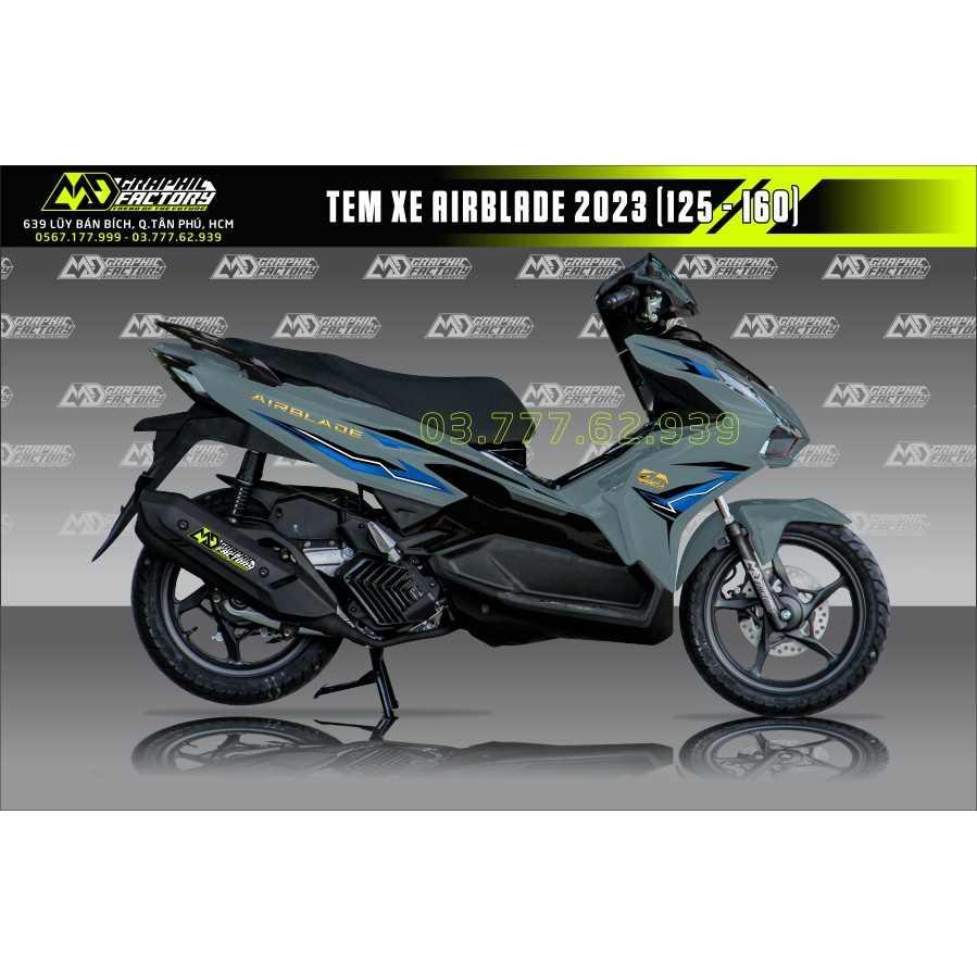 Tem rời AirBlade AB 2022 2023 xanh xám - tem chỉ xanh dương siêu hot
