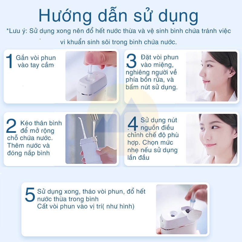 Máy tăm nước mini Xiaomi Enpuly ML8 / W1 Plus  Chống Thấm Nước IPX7 Dung Tích 250ml /  M6 Plus  Kèm vòi thay thế