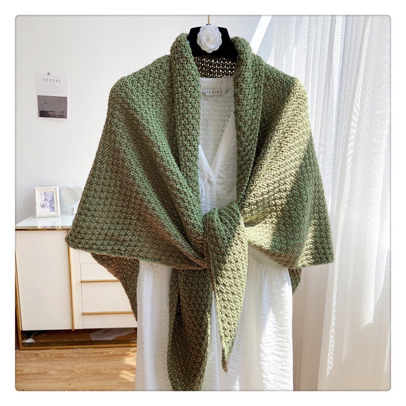 Khăn Choàng Dài Dệt Kim Bản Lớn Khoét Rỗng Phong Cách Hàn Quốc