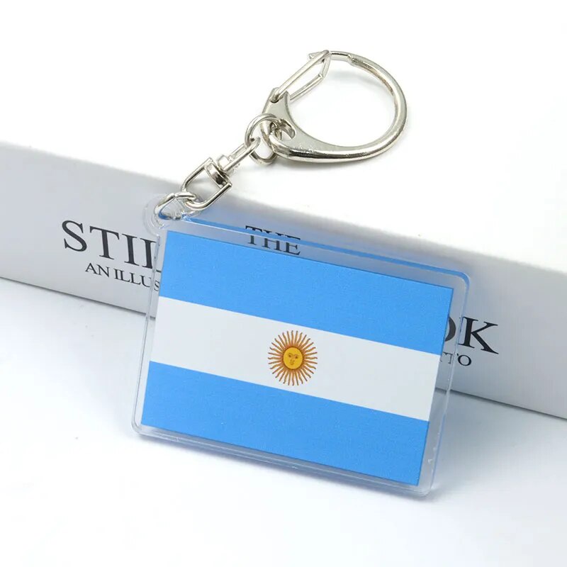 Móc khóa National Flag Cờ các quốc gia The United States,Russia,Spain,Germany,Brazil Phụ kiện trang trí túi xách Balo