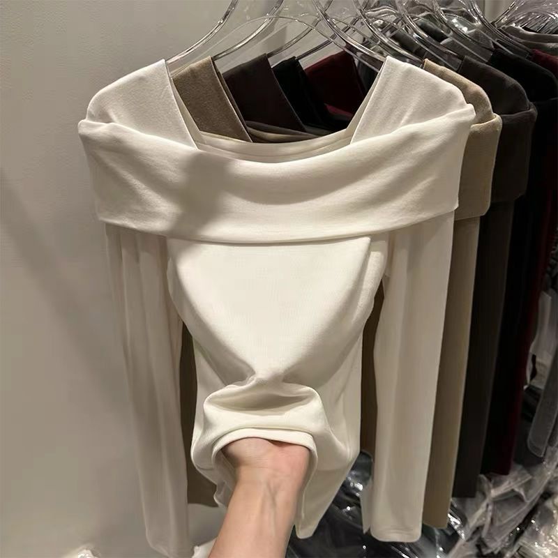 Áo Thun Tay Dài Ôm Dáng Màu Trơn Thời Trang Thu Đông Cho Nữ