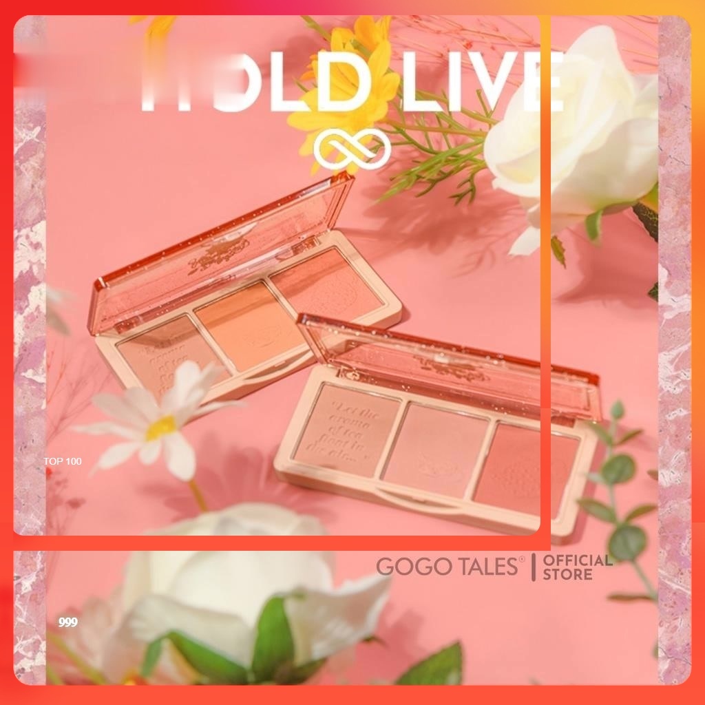 Phấn má hồng Hold Live 3 màu kiềm dầu chống thấm nước lâu trôi Secret Garden Blush HL461 .