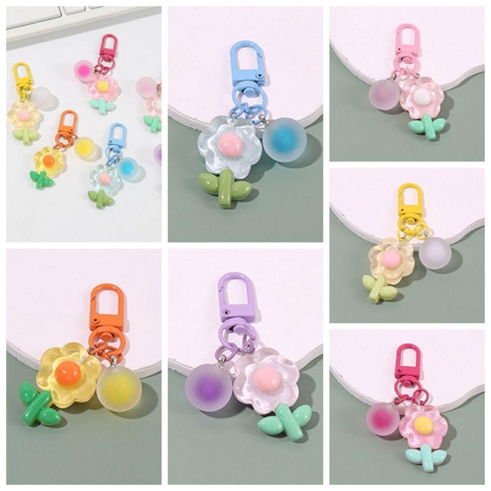 Móc Chìa Khóa Bằng acrylic Trong Suốt Hình Hoa Hoạt Hình Phong Cách Hàn Quốc diy