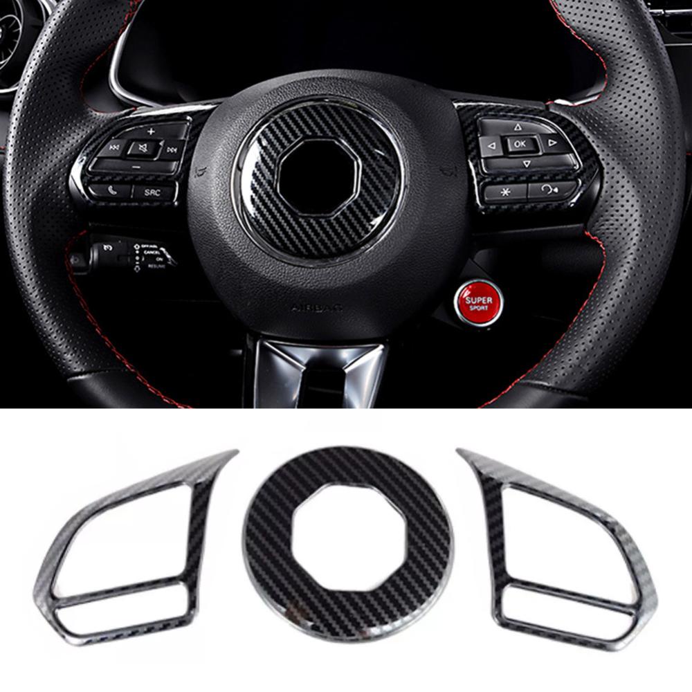 Bộ 1 / 2 / 3 Miếng Dán Trang Trí Vô Lăng Xe Hơi Bằng Sợi carbon Cho mg zs Eva hs mg6 mg5 ezs 2018-2021 g7s3