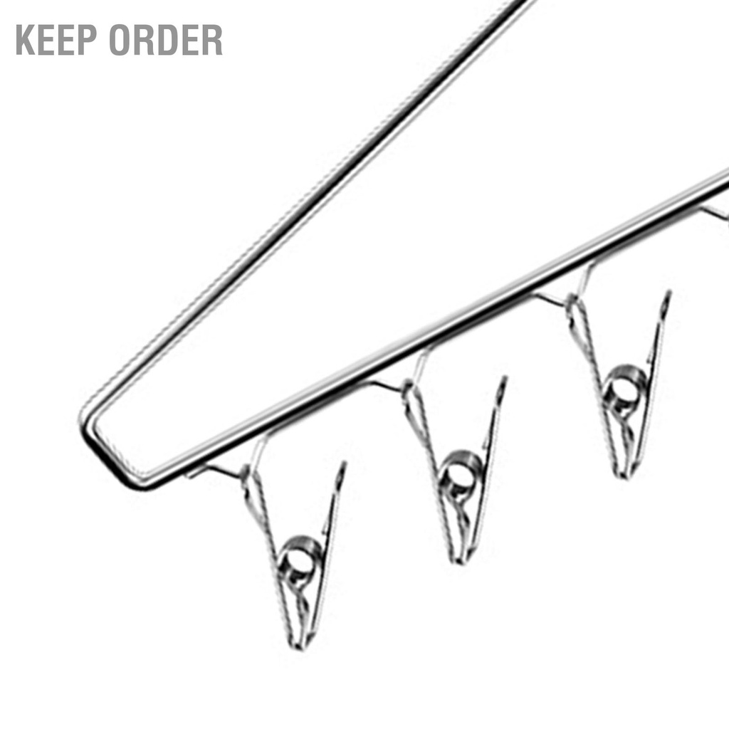 Keep order Móc Treo Quần Inox Chống Trượt Z Loại Tiết Kiệm Không Gian Mở Kết Thúc Tủ Áo Giá Để Với 8 Kẹp