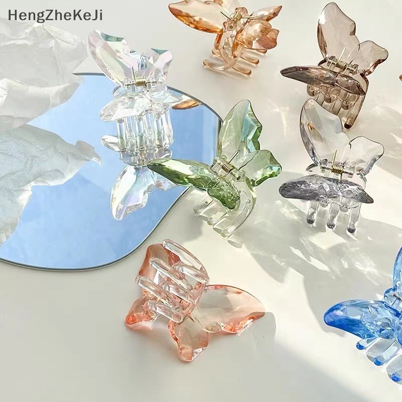 Kẹp Tóc Đuôi Ngựa Bằng acrylic Đính Pha Lê Hình Bướm Thanh Lịch Thời Trang Cho Nữ