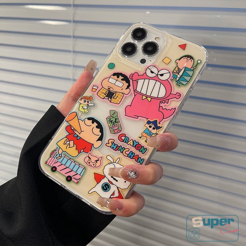 Dễ Thương Ốp Điện Thoại tpu Mềm Trong Suốt Có Giá Đỡ Hình crayon Shinchan Cho iphone 7 8 6 6s + se 2020 x xs max xr 11 15 13 14 12 pro max