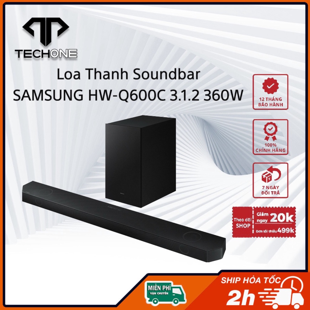 Bộ loa thanh Samsung HW-Q600C/XV 360W 3.1.2 và HW-Q600F 3.1.2 380W (mẫu 2025)- hàng chính hãng - bảo