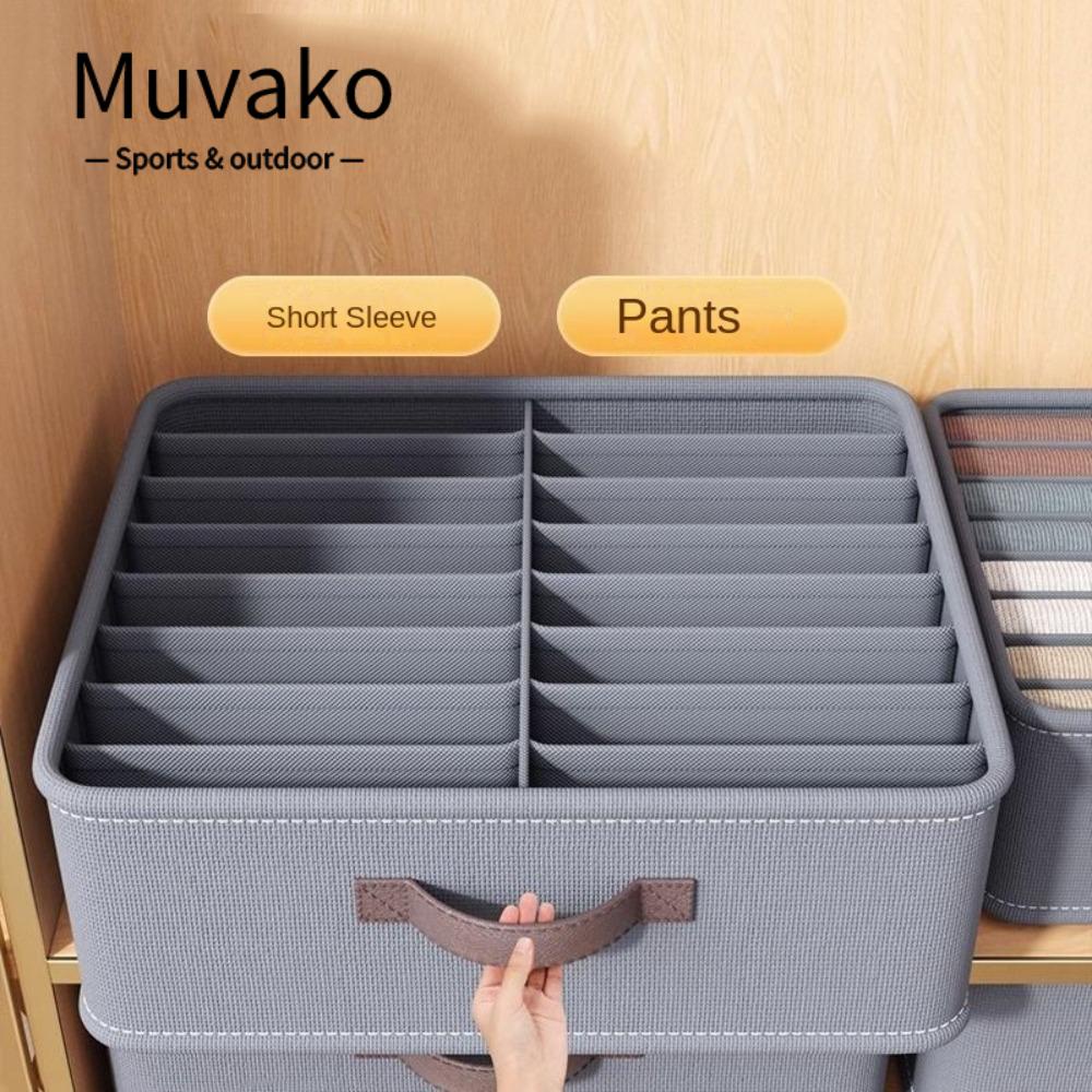 Muvako Ngăn Kéo Phân Loại Quần Áo Bằng Vải Nghệ Thuật Màu Xám / Be Sắp Xếp Đồ Dùng Tại Nhà