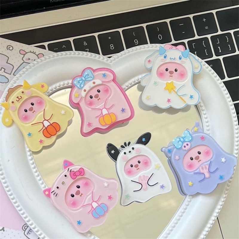 Kẹp Tóc bb Nhỏ Màu Hồng In Họa Tiết Hoạt Hình Phong Cách Hàn Quốc Dễ Thương Cho Bé Gái