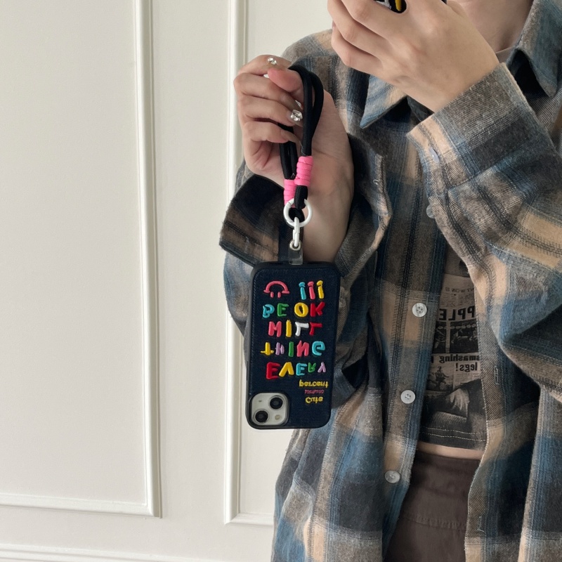 Ốp Điện Thoại denim Thêu Chữ Cho iphone 11 12 13 14 15 12pro 13pro 14pro 15pro 12promax 13promax 14promax 15promax iphone 13