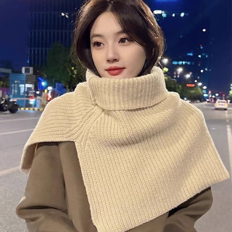 Khăn Choàng Cổ Bằng Len Dệt Kim Giữ Ấm Chống Lạnh Xẻ Tà Thời Trang Thu Đông Phong Cách Hàn Quốc Cho Nữ