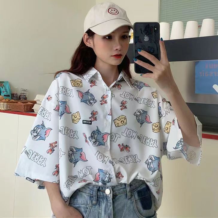 Áo Sơ Mi Ngắn Tay In Họa Tiết Hoa Phong Cách retro Thời Trang Cho Nữ