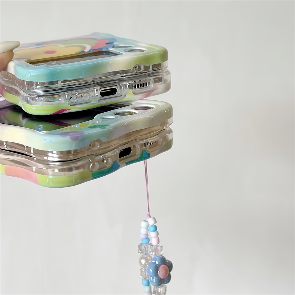 Bao Da Điện Thoại Mềm Mỏng Họa Tiết Hoa Có Dây Đeo Cho samsung galaxy z flip 5 3 4 flip3 flip4 z flip5