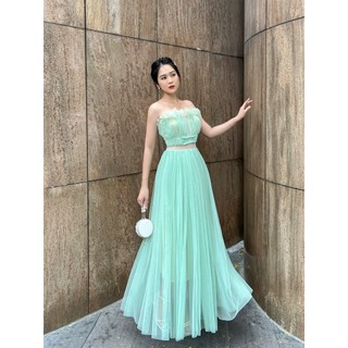 Đầm dự tiệc đính hoa 3D 4579