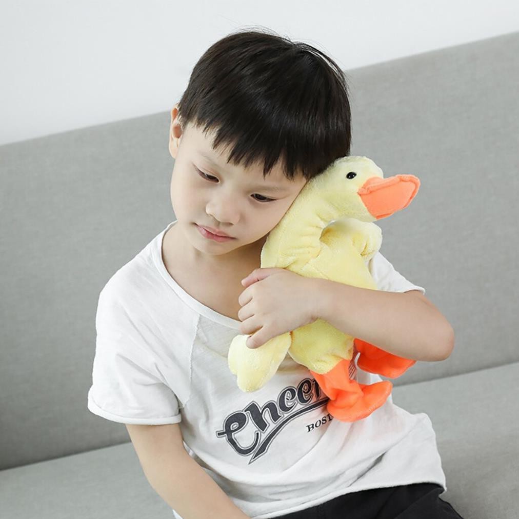 Đồ chơi nhồi bông vịt poka nhại giọng nói biết đi có 120 bài hát pin sạc usb tiện lợi,