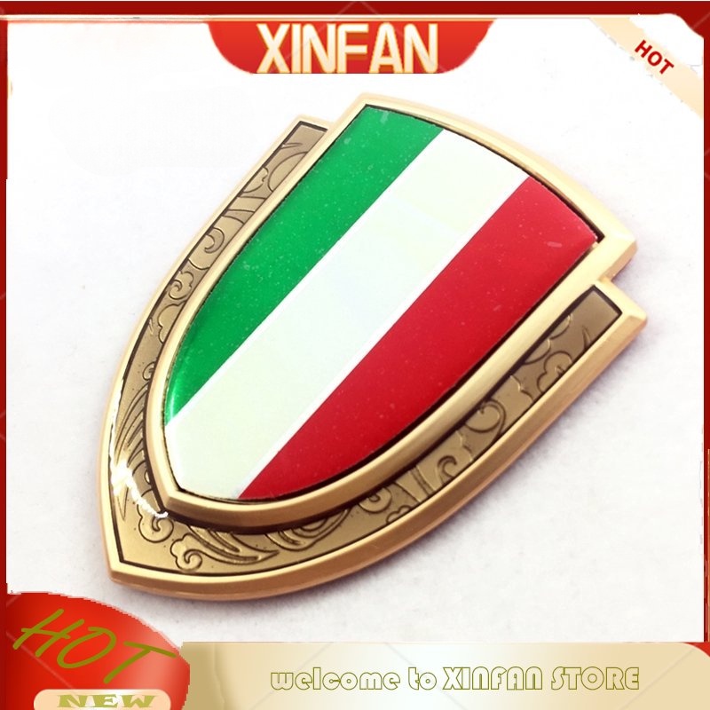 1 x Nhãn Dán Kim Loại Hình Lá Cờ Ý Độc Đáo Trang Trí Xe Hơi