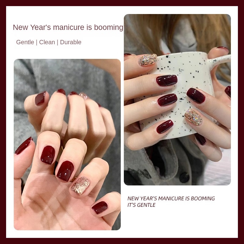 Gluezi Mùa Thu Đông Đỏ Sơn Móng Tay Cao Cấp Màu Đỏ Anh Đào Đồng Màu Lễ Kỷ Niệm Đám Cưới Sơn Móng Tay Đặc Biệt Sơn Móng Tay qusl