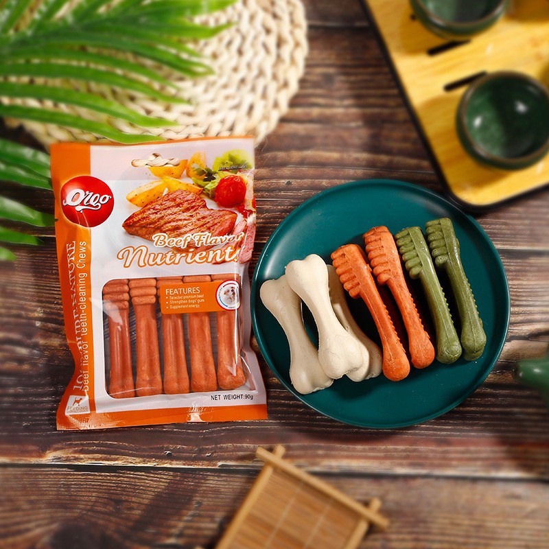 Xương gặm Orgo sạch răng cho chó - Đủ vị bò, phô mai, sữa thơm ngon - Gói 6 xương - Bánh thưởng cho chó