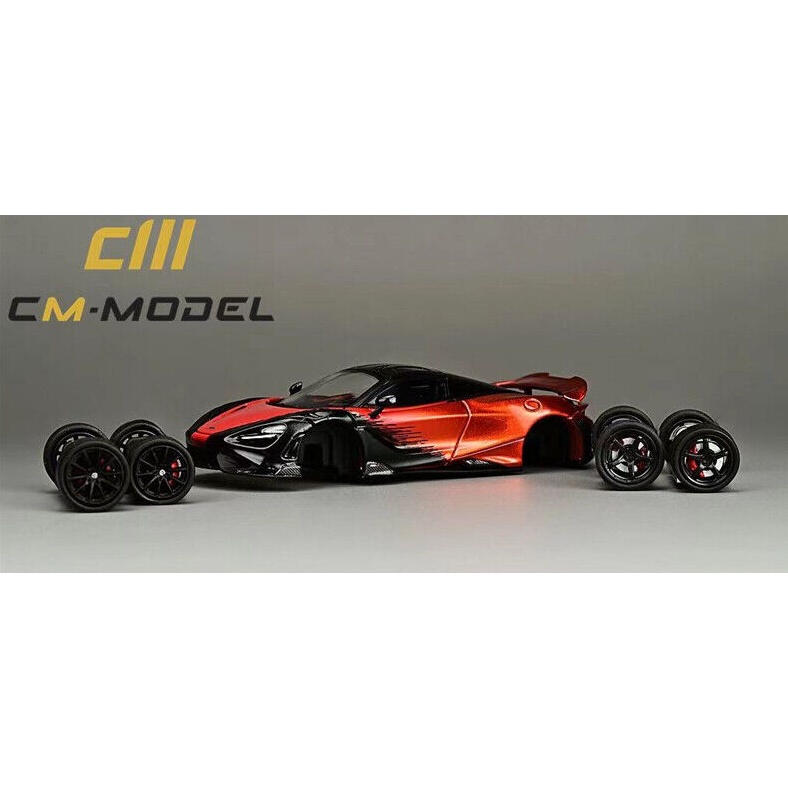 Mô hình ô tô McLaren 765LT Cam đen Tím 1/64 CM model