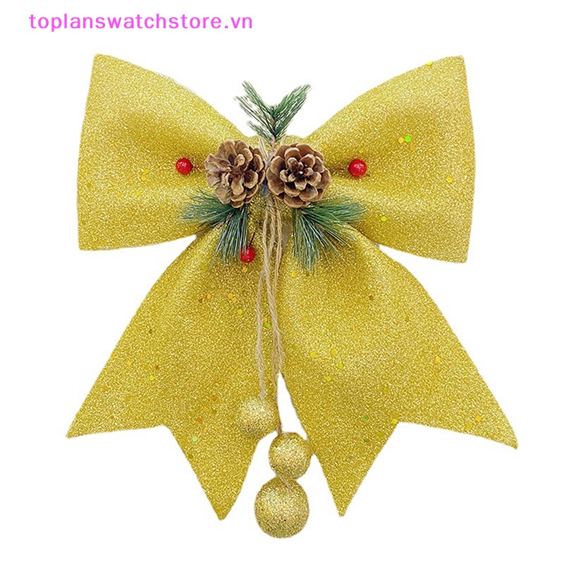 Toplanswatchstore Nơ Ruy Băng Hình Nón Lớn Màu Vàng Đỏ Lấp Lánh Trang Trí Cây Thông Noel vn