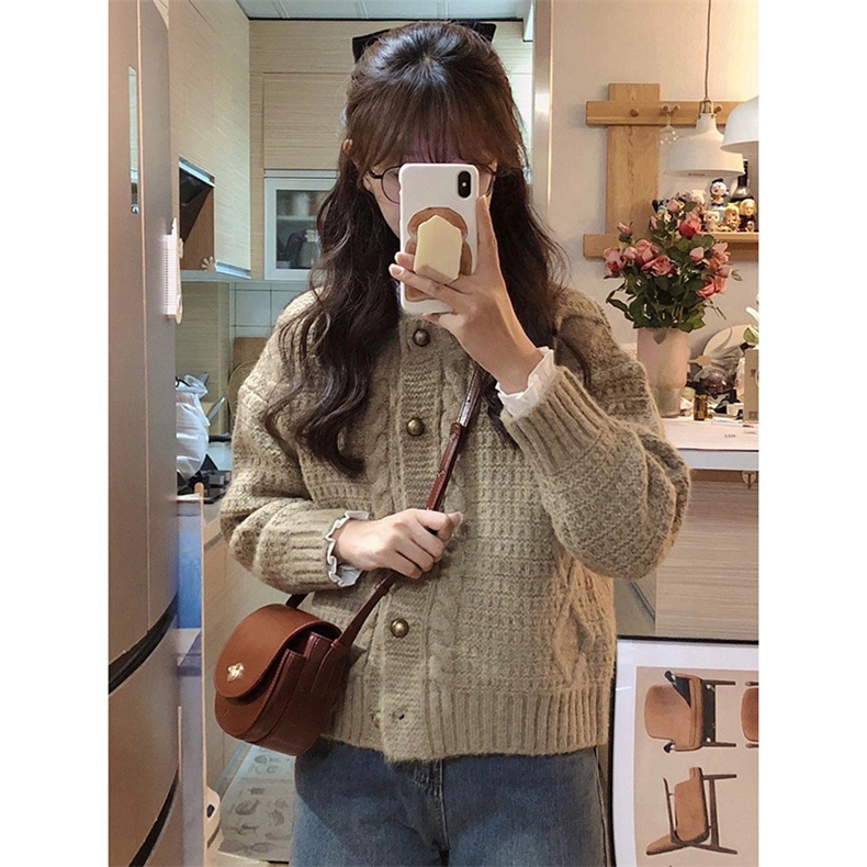 Áo len nữ kiểu hàn quốc nhẹ nhàng mềm mại nếp nhăn mùa thu và mùa đông dày 2023 dòng sữa mới mặc