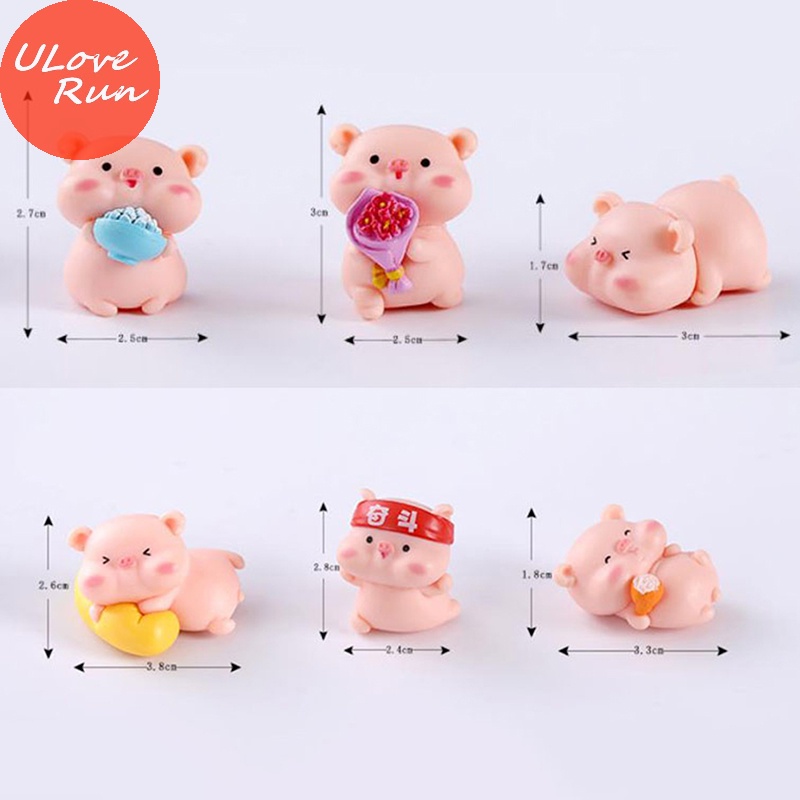 Uloverun 1 Mô Hình Chú Heo Hoạt Hình mini Trang Trí Tiểu Cảnh Để Bàn