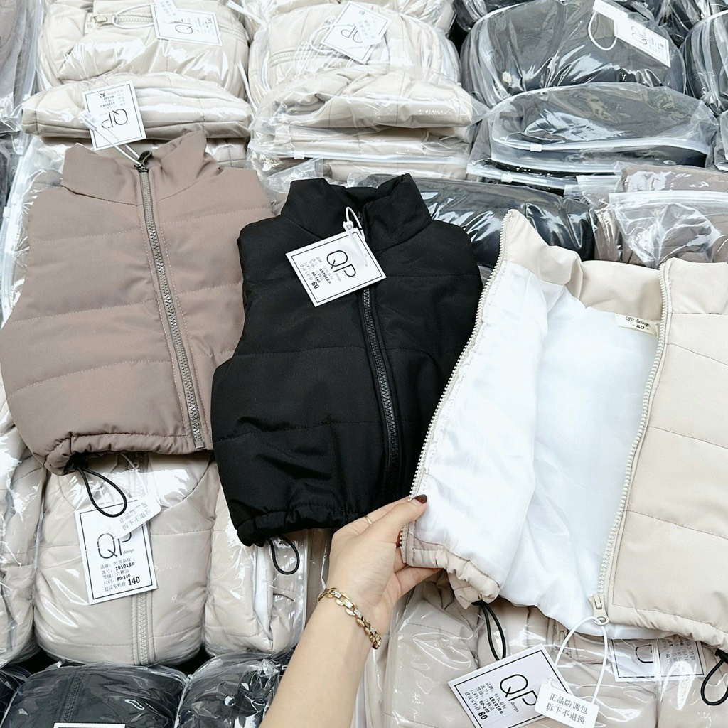 Áo khoác phao gile ấm 3 màu  size cho bé 9-23kg