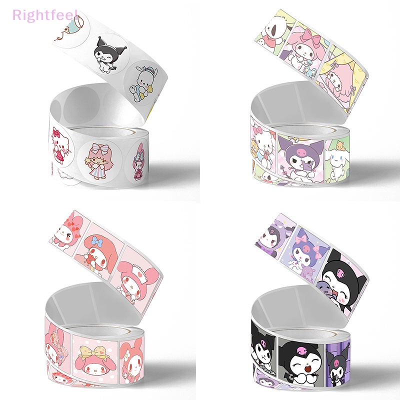 SANRIO Cuộn 500 sticker Dán Trang Trí Quà Tặng Cho Bé Hình kuromi hello kitty Mới