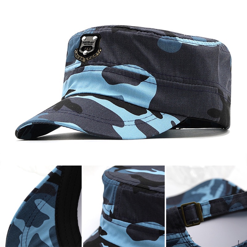 Hunyde Mũ Lưỡi Trai cotton Họa Tiết Rằn Ri Phong Cách Quân Đội Cho Nam Và Nữ