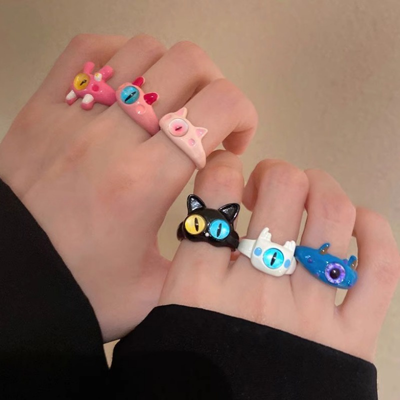 Nhẫn Đeo Ngón Tay Họa Tiết Hoạt Hình we flower Mắt To Dễ Thương Thời Trang Hàn Quốc Cho Nữ
