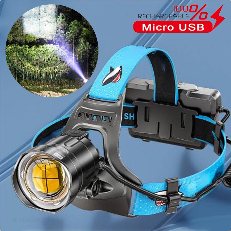 Đèn Đội Đầu Công Suất Cao Có Thể Sạc Lại Dùng Trong Xây Dựng / Leo Núi