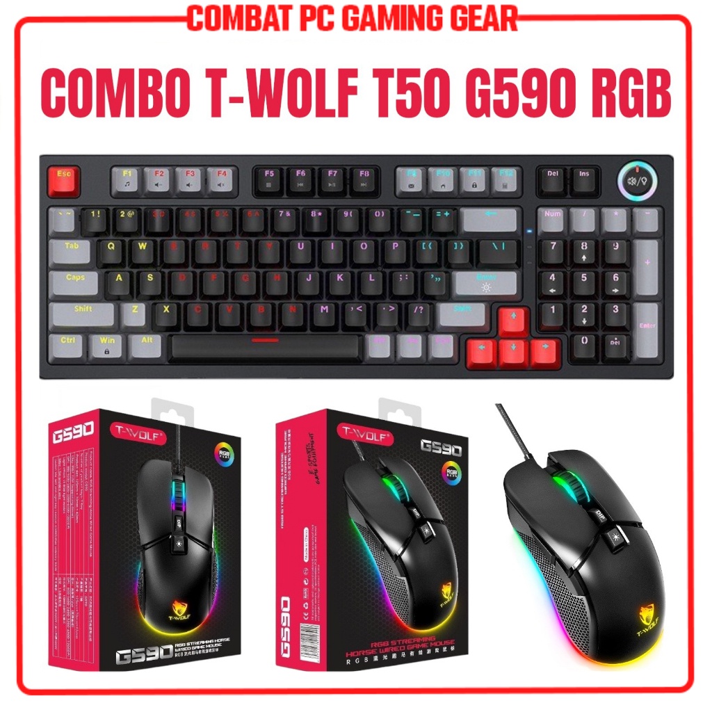 Bộ Bàn Phím Chuột T-WOLF T50 G590 RGB hàng chính hãng