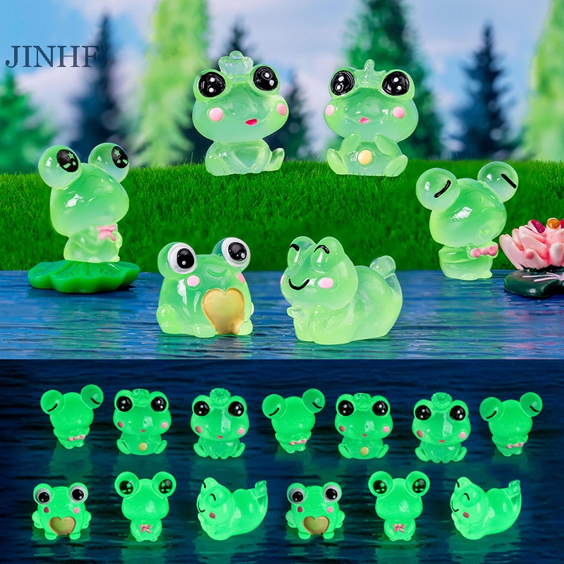 Set 2 Chú Ếch Hoạt Hình mini Dạ Quang Trang Trí Bảng Điều Khiển Xe Hơi