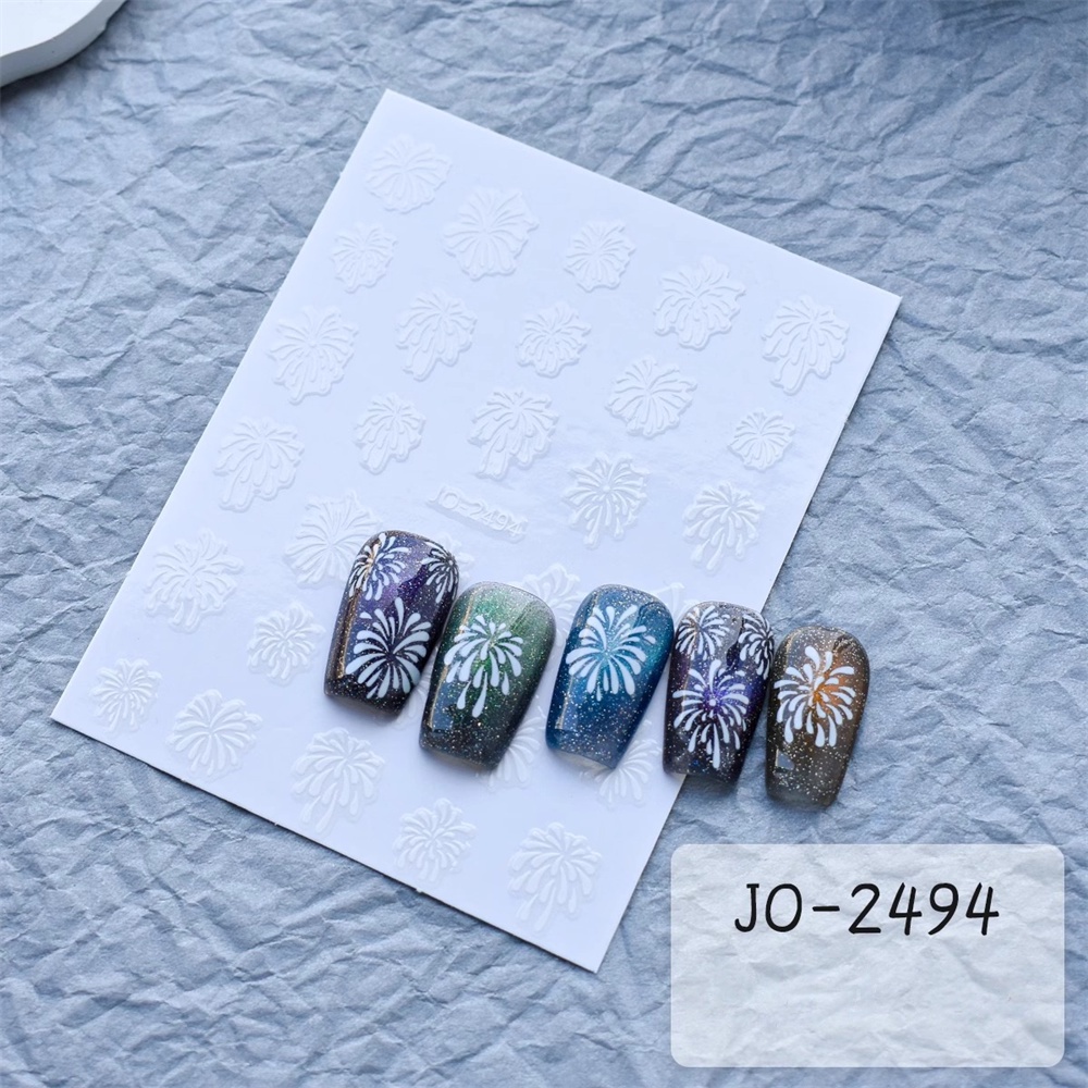 Miếng dán nghệ thuật móng tay pháo hoa đầy màu sắc, đề can laser lãng mạn, trang trí móng tay
