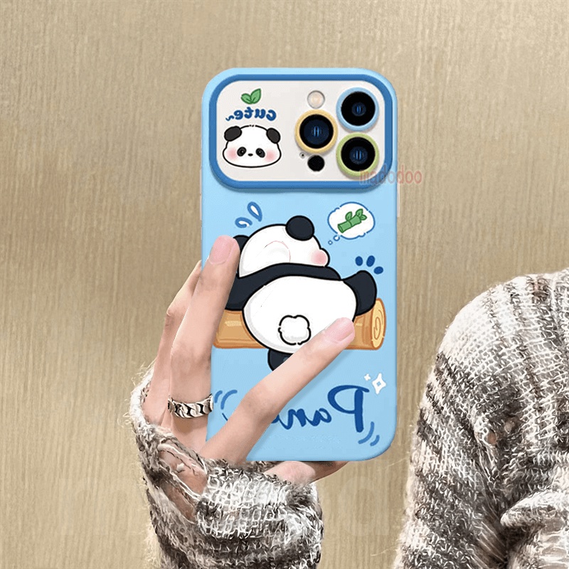 Ốp lưng Cartoon Samsung Galaxy A54 A34 A24 A14 A73 A53 A33 A23 A72 A52 A52S A32 A22 LTE M32 M22 4G 5G Cute Naughty Panda Fine Hole Large window Anti-fall Soft Phone Case Cover DSC 05