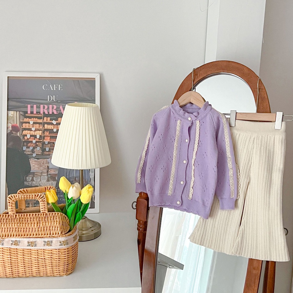 Áo Khoác cardigan Dệt Kim Thời Trang Cho Bé Gái