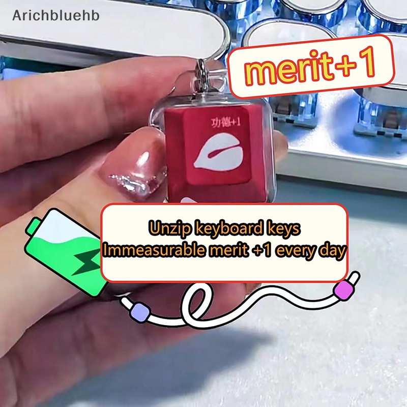 Merit + 1 muyu deion Móc Khóa Nút Bàn Phím Cơ Có Đèn led Giảm Căng Thẳng