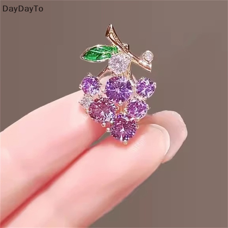 Daydayto Ghim Cài Áo Hình Chùm Nho Màu Tím Hình Thoi mini Đơn Giản Cho Nữ